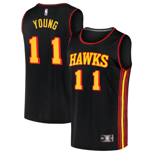 Trae Young Atlanta Hawks Fanatics Branded Fast Break Replica Jersey Black - Statement Edition