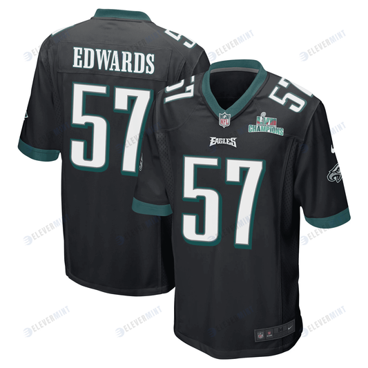 T.J. Edwards 57 Philadelphia Eagles Super Bowl LVII Champions Men Game Jersey - Black