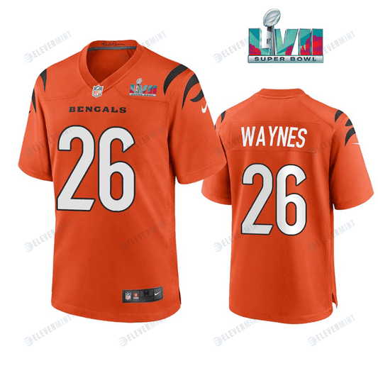 Trae Waynes 26 Cincinnati Bengals Super Bowl LVII Men Game Jersey- Orange