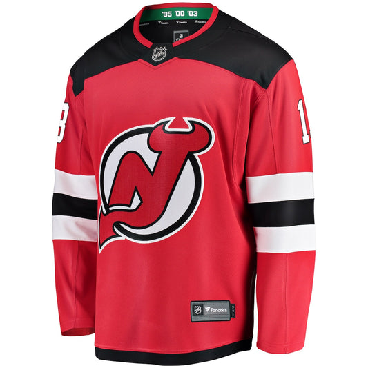 Boys' Grade School Nico Hischier Fanatics Devils Home Breakaway Jersey - Red