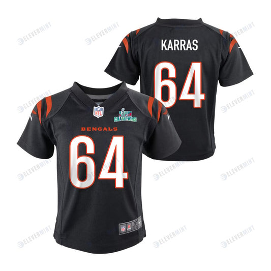 Ted Karras 64 Cincinnati Bengals Super Bowl LVII Champions Youth Game Jersey - Black