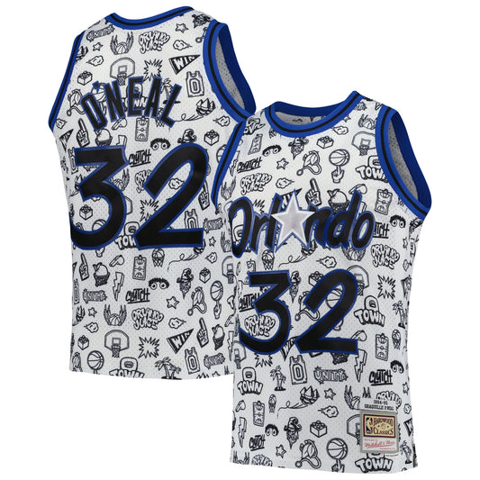 Shaquille O'Neal Orlando Magic Mitchell & Ness 1994/95 Hardwood Classics Doodle Swingman Player Jersey - White