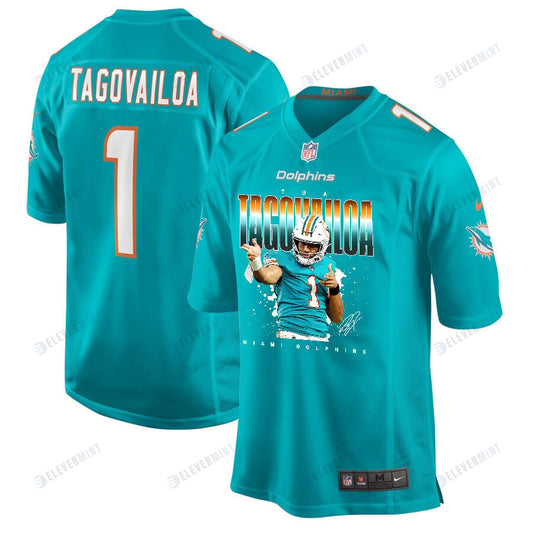 Tua Tagovailoa 1 Miami Dolphins Rising Star Game Jersey, Aqua- Men