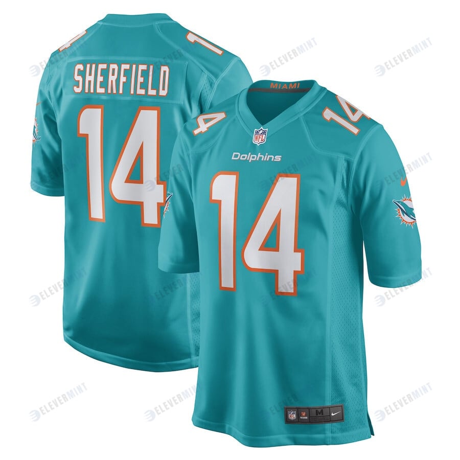 Trent Sherfield Miami Dolphins Game Player Jersey - Aqua