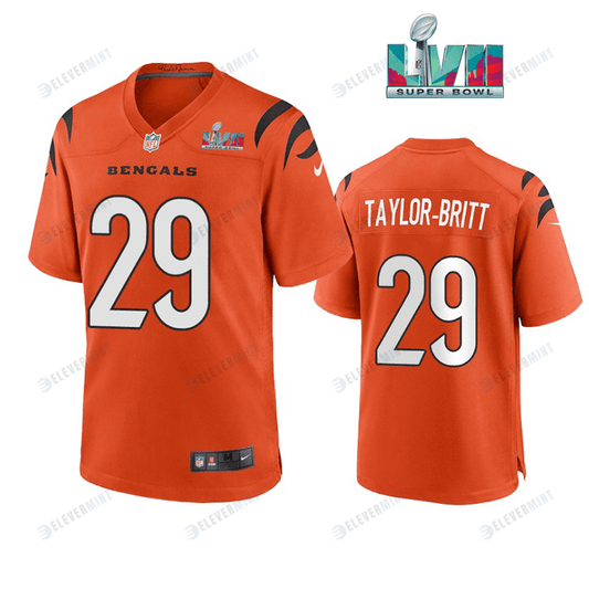 Cam Taylor Britt 29 Cincinnati Bengals Super Bowl LVII Men Game Jersey- Orange