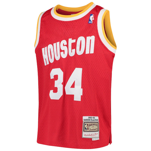 Boys' Grade School Hakeem Olajuwon Mitchell & Ness Rockets Swingman Throwback Jersey - Red