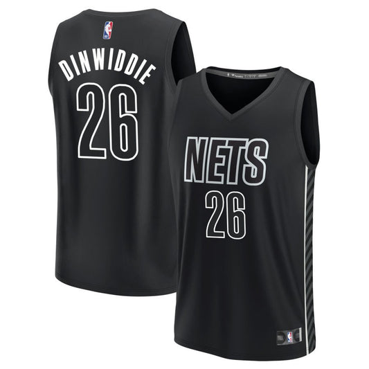 Spencer Dinwiddie Brooklyn Nets Fanatics Branded Youth Fast Break Replica Jersey - Statement Edition - Black