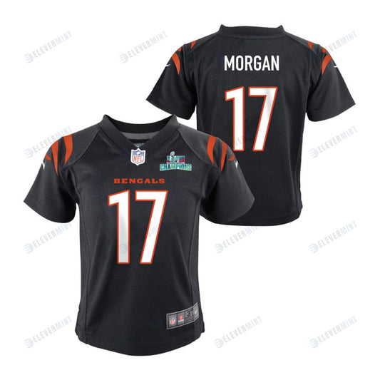 Stanley Morgan 17 Cincinnati Bengals Super Bowl LVII Champions Youth Game Jersey - Black