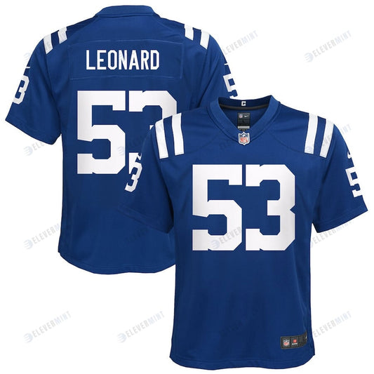 Shaquille Leonard 53 Indianapolis Colts YOUTH Game Jersey - Royal