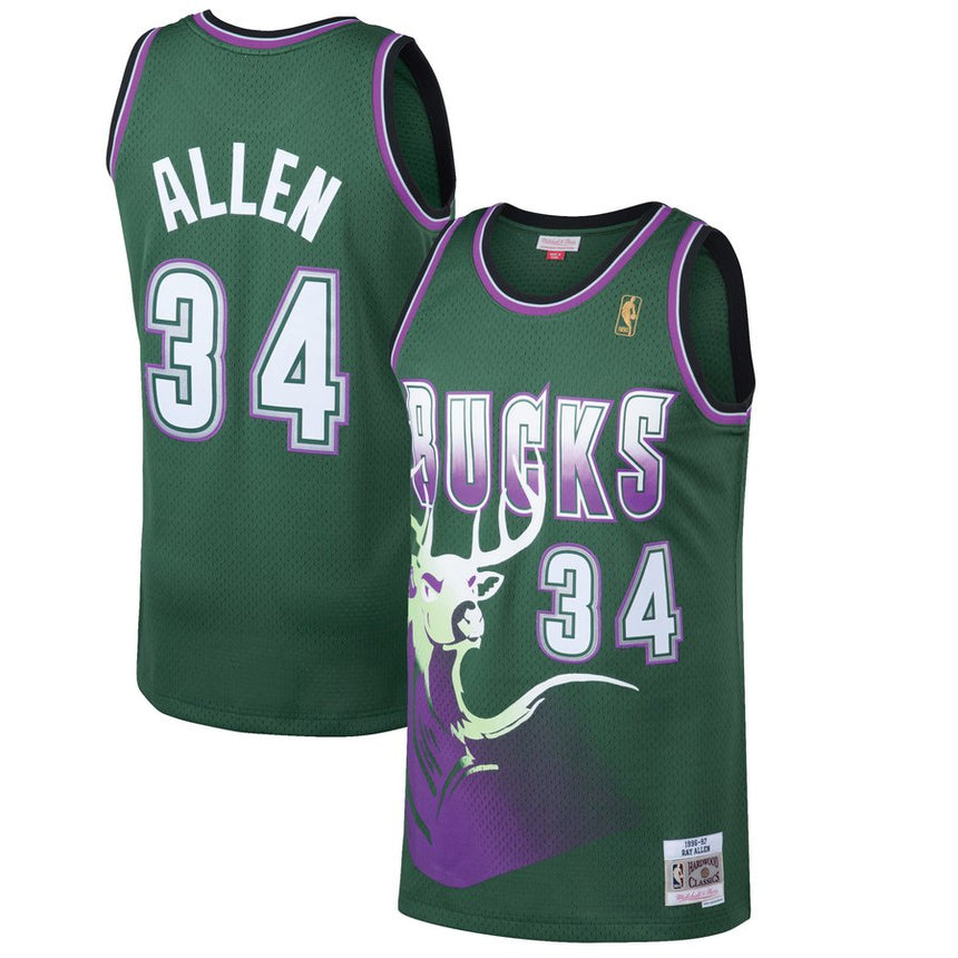 Youth Milwaukee Bucks Ray Allen Mitchell & Ness Kelly Green 1996-97 Hardwood Classics Swingman Jersey