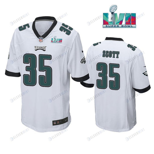 Boston Scott 35 Philadelphia Eagles Super Bowl LVII Game Player Men Jersey - White