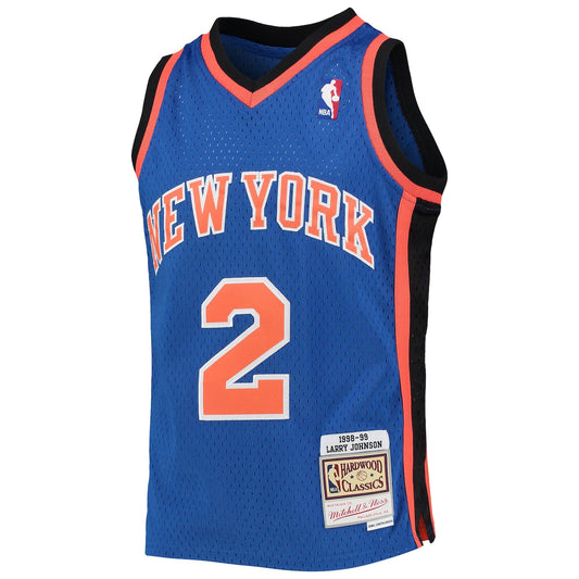 Boys' Grade School Larry Johnson Mitchell & Ness Knicks 2005/06 Hardwood Classics Swingman Jersey - Blue